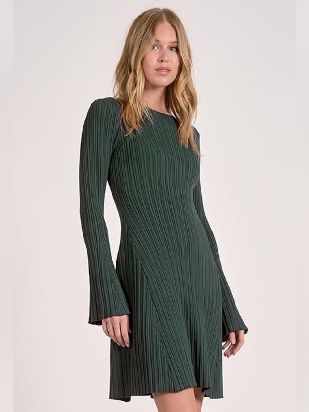 NWT Elan Mini Ribbed Sweater Dress in Pine / S